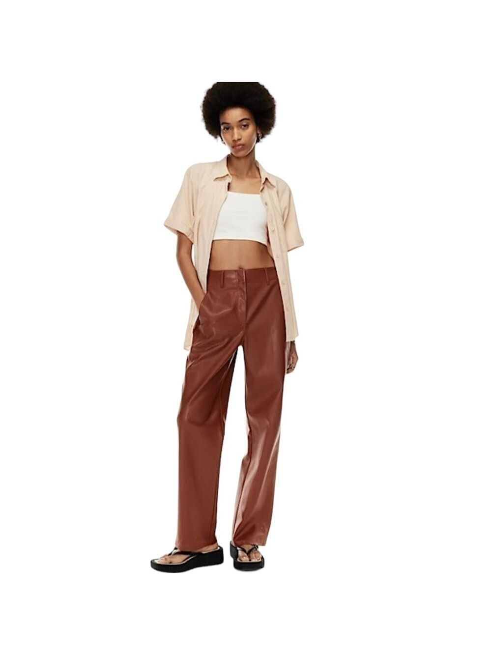 WILFRED ASCENDANT VEGAN LEATHER COGNAC PANTS 00